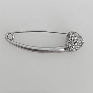 Aaron Basha Diamond Heart Safety Pin